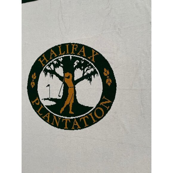 HALIFAX PLANTATION Logo Knits Blanket White Green 67x63 - Picture 3 of 9